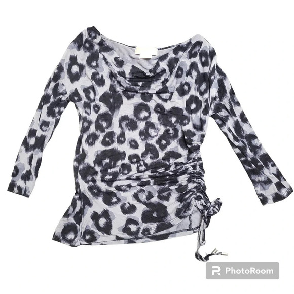 Michael Kors Leopard Print Cowl Neck Top - Picture 1 of 5